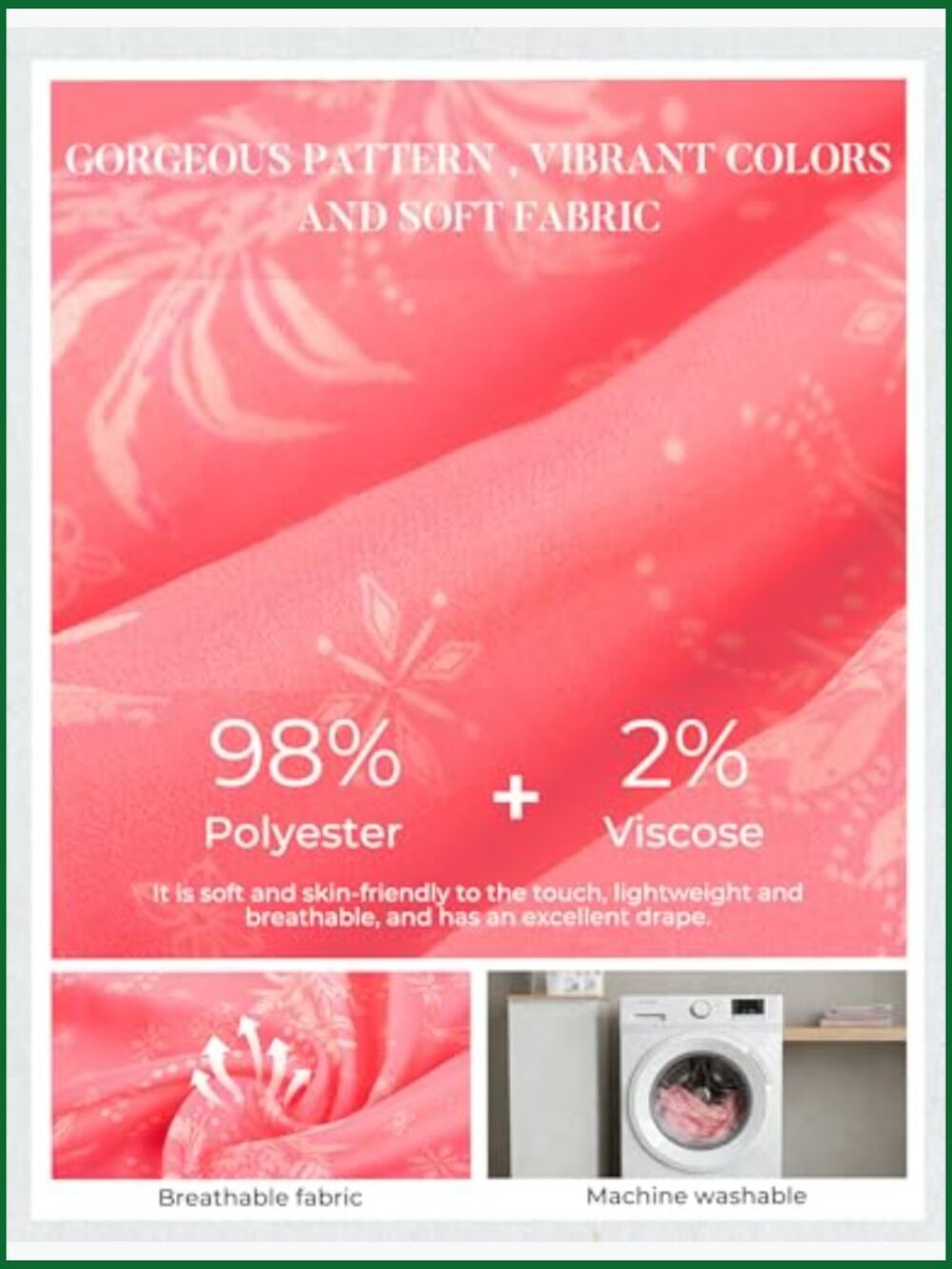 Floral Maxi Dress with Pockets, Spaghetti Strap, Wrinkle-Resistant Polyester - Picture 3 of 7